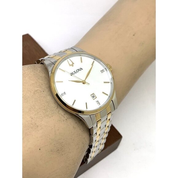 Bulova Women's Watch 98P201 Quartz Diamond Mother of Pearl White Dial Tw… - Picture 5 of 13